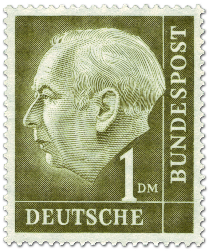 Bundespräsident DM, Theodor 1 1954 Heuss Briefmarke