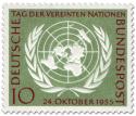 Stamp: Weltkugel mit Lorbeerkranz - Uno Logo (Vereinte Nationen)