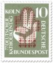 Stamp: Katholikentag: Grundriss einer Kirche und Hand 