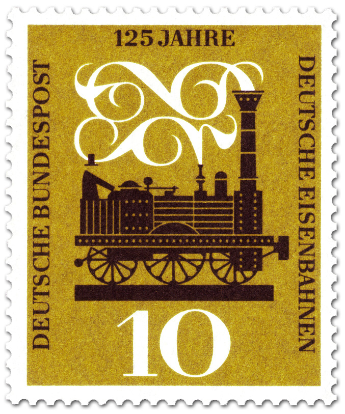 125 Jahre Deutsche Eisenbahn Adler Dampflok Briefmarke 1960