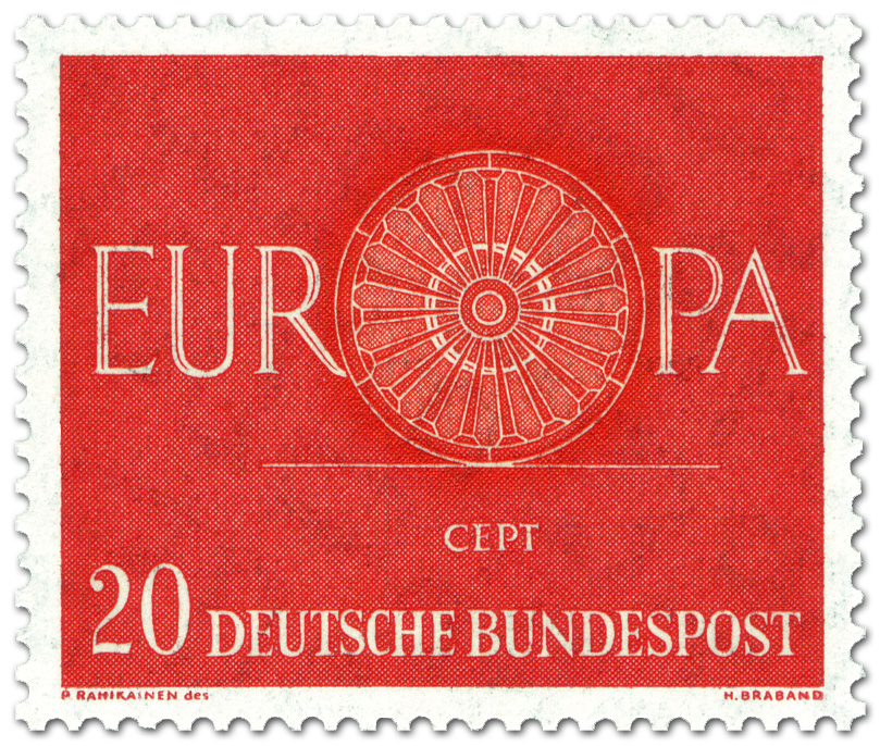 Europamarke 1960 Wagenrad 20 Briefmarke 1960