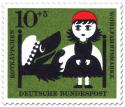 Stamp: Rotkäppchen beim Wolf (als Großmutter verkleidet im Bett)