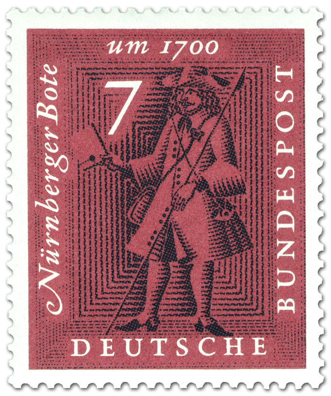 Nürnberger Bote Postbote Mit Brief Briefmarke 1961