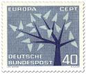 Stamp: Baum mit 19 Blätter - Europamarke 1962