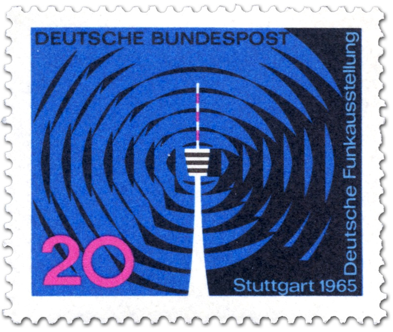 Deutsche Funkausstellung Stuttgart Fernsehturm Briefmarke 1965
