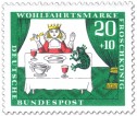 Stamp: Froschkönig beim Essen am Tisch mit Prinzessin
