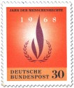 Stamp: Flamme und Lorbeerkranz (Jahr der Menschenrechte)