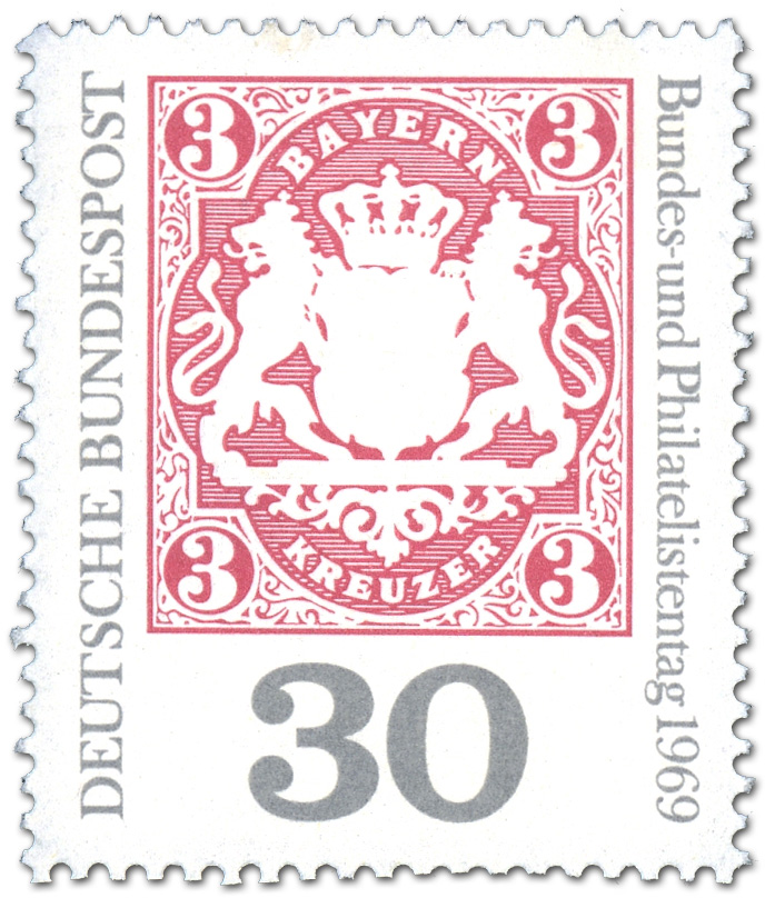 Bayern 3 Kreuzer Deutscher Philatelistentag Briefmarke 1969