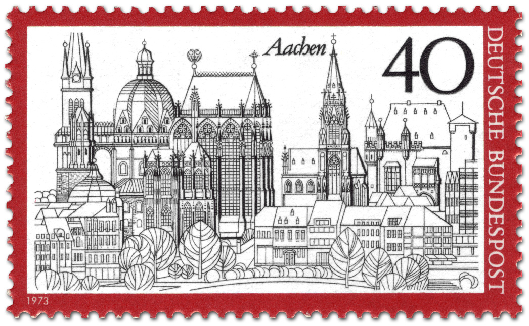 Aachen Stadtansicht Briefmarke 1973