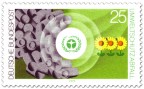 Stamp: Umweltschutz: Abfalltonnen auf grüner Wiese
