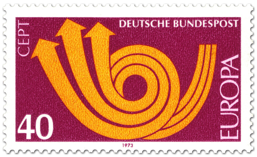 Europamarke 1973 Posthorn Rot Briefmarke 1973