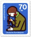 Stamp: Mädchen Mikroskop Jugend Forscht