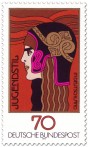 Stamp: Jugendstil Frauenkopf (die Athene)