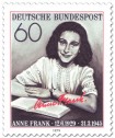 Stamp: Anne Frank mit Buch