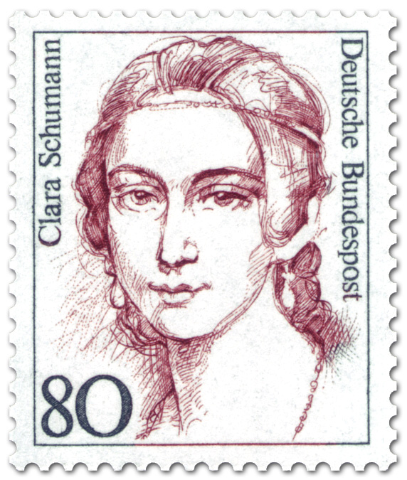 Briefmarke: &quot;<b>Clara Schumann</b> (Pianistin)&quot; - clara-schumann-pianistin-gr