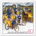 Stamp: Briefmarke mit Postboten mit Briefpost