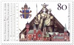 Stamp: Madonna, Stadt Kevelär und Papstwappen