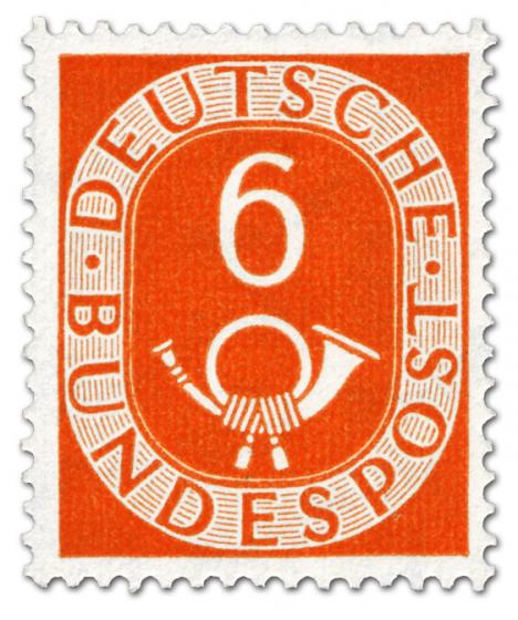 Briefmarke: Posthorn 6 Pfennige
