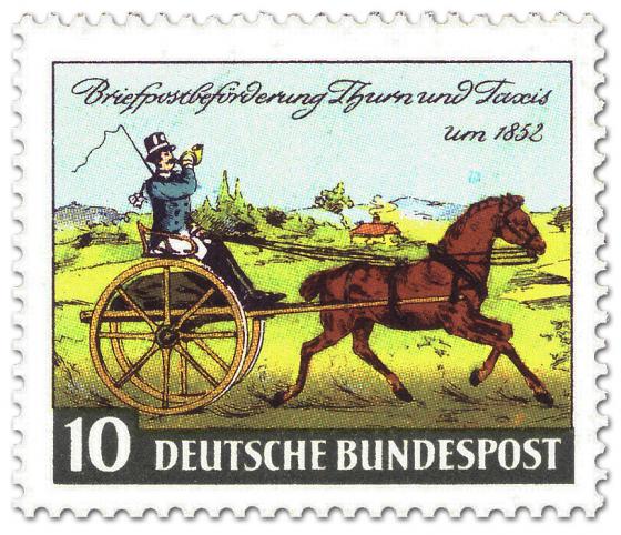 Briefmarke: Kutsche zur Briefpost-Beförderung (Thurn und Taxis)