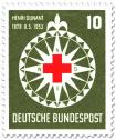 Briefmarke: Rotes Kreuz auf Windrose (für Henri Dunant)