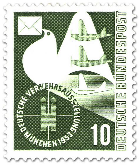 Briefmarke: Luftpost - Verkehrsausstellung München