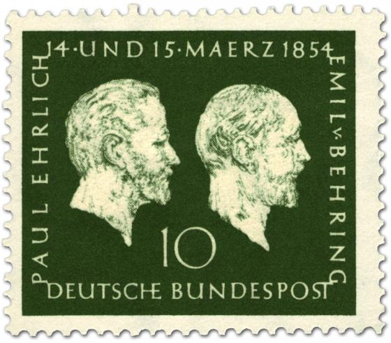 Briefmarke: Paul Ehrlich und Emil von Behring (Nobelpreis Medizin)