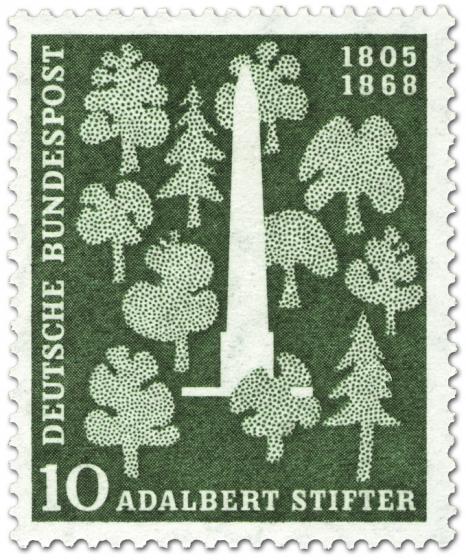 Briefmarke: Bäume und Denkmal für Adalbert Stifter (Schriftsteller)