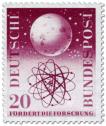 Briefmarke: Weltall Atommodell (Forschungsförderung)