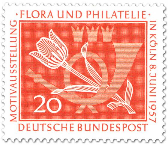 Briefmarke: Tulpe und Posthorn (Briefmarkenausstellung)