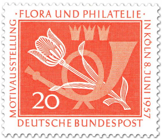 Briefmarke: Tulpe und Posthorn (Briefmarkenausstellung)