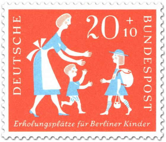 Briefmarke: Berliner Kind mit Reisegepäck (zur Erholung)