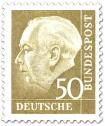 Briefmarke: Bundespräsident Theodor Heuss 50 (gelb)