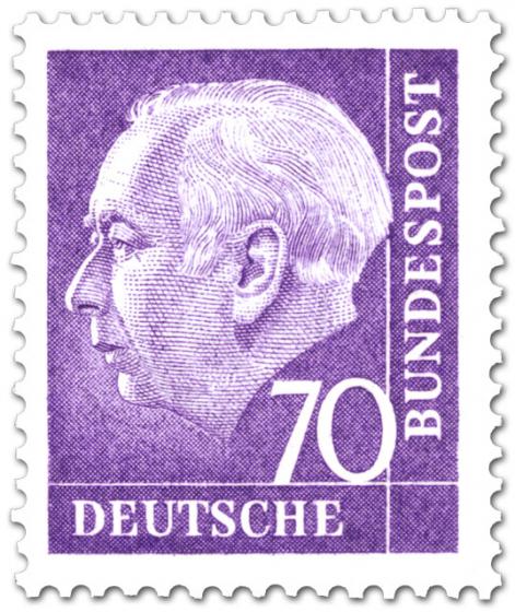 Briefmarke: Bundespräsident Theodor Heuss 70 (lila)