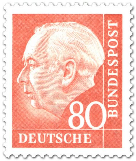 Briefmarke: Bundespräsident Theodor Heuss 80 (orange)