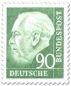 Briefmarke: Bundespräsident Theodor Heuss 90 (grün)