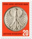 Briefmarke: Bundesadler Geldmünze (5 D-Mark)