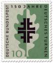 Briefmarke: Eichenblatt und Turnerkreuz (150 Jahre Deutsche Turnerbewegung)