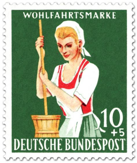 Briefmarke: Sennerin mit Butterfass