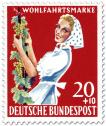 Briefmarke: Winzerin mit Weinrebe (Weinlese)