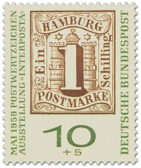 Briefmarke: Hamburger Ein-Schilling-Briefmarke (Interposta 1959)