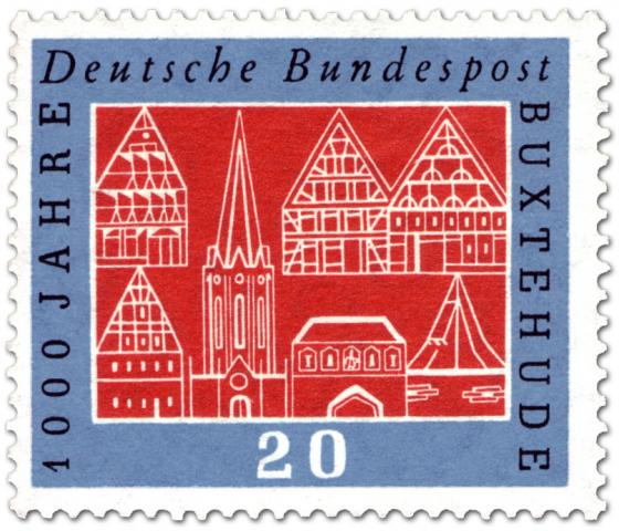 Briefmarke: Stadtansicht von Buxtehude (1000 Jahre)