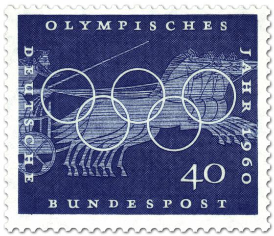 Briefmarke: Wagenrennen mit Vierspanner (Olympisches Jahr 1960)