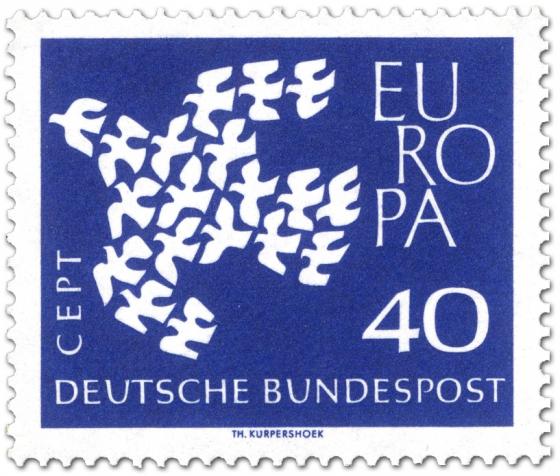 Briefmarke: Europamarke 1961: Taube aus Tauben