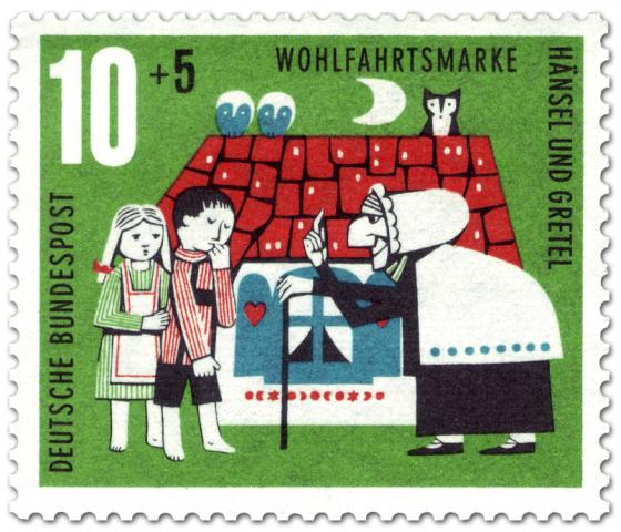 Briefmarke: Hänsel und Gretel bei der Hexe