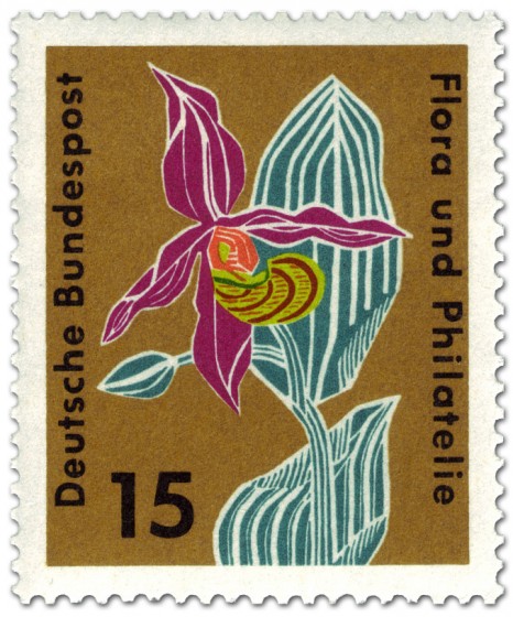 Briefmarke: Gelber Frauenschuh (cypripedium calceolosus orchidaceae)