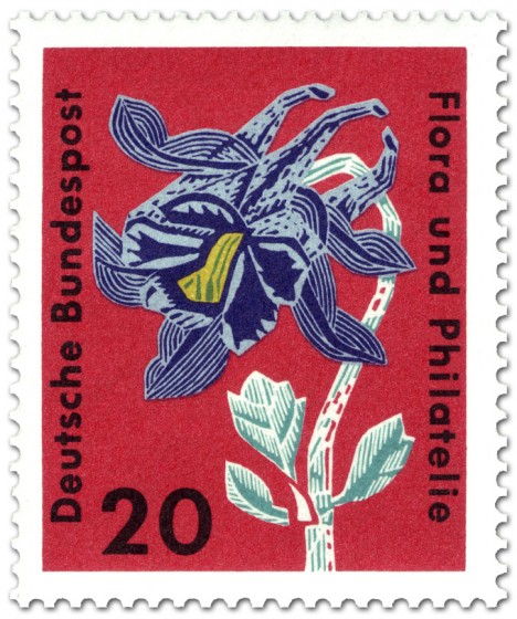 Briefmarke: Gemeine Akelei (aquilegia vulgaris ranunculaceae)