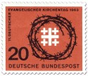 Briefmarke: Jerusalemkreuz und Dornenkrone (Evangelischer Kirchentag)