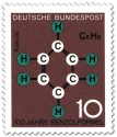 Briefmarke: Benzolformel von Friedrich August Kekulé 