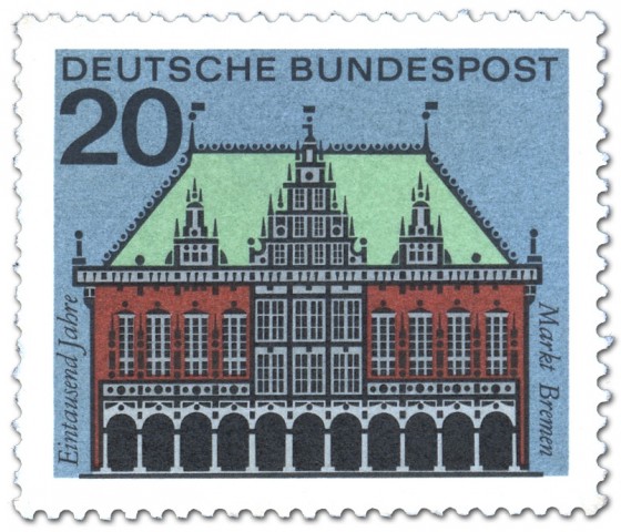 Briefmarke: Bremen Rathaus, Markt