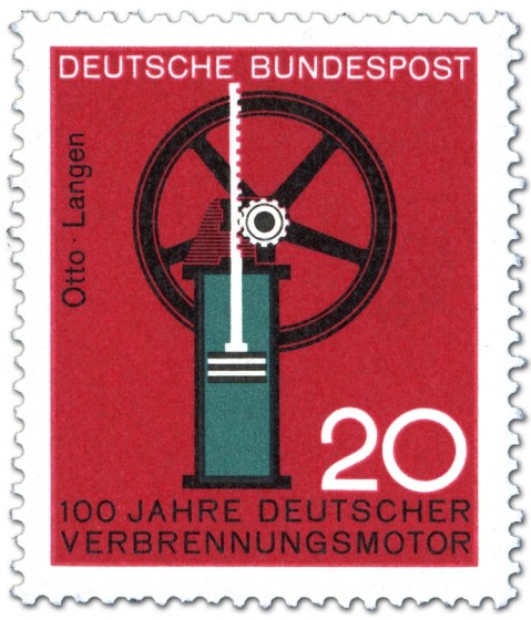 Briefmarke: Verbrennungsmotor von Nikolaus Otto (und Langen)